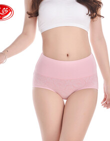 <em>浪莎内裤</em>女 纯色无痕高腰收腹平角裤 弹力棉印