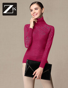 zara <em>kara</em>2014新款<em>女装</em>毛衣 时尚高领勾花镂空