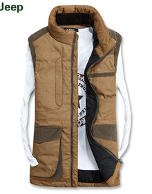 <em>战地吉普</em>afs jeep <em>羽绒马甲男</em> 2014冬季秋款羽