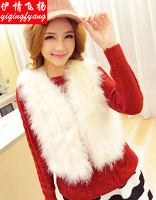 红晶灵2014女装鸵鸟毛<em>皮草马甲</em>毛毛背心坎肩