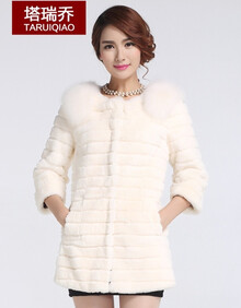 <em>塔</em>瑞乔 2014秋冬新款女装 中<em>长款</em>獭兔毛<em>皮草外</em>