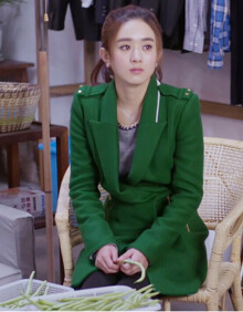 杉杉来了赵丽颖明星同款 秋冬新款韩版修身绿色毛呢外套女 绿色 xl