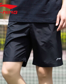 李宁（LI-NING）男裤夏季休闲裤纯黑色透气沙滩男子速干轻薄跑步运动五分裤 -4新标准黑 L(175)