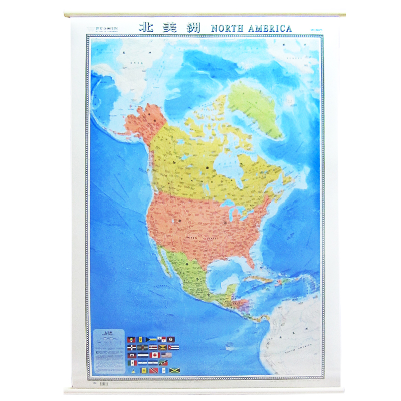 北美洲地图1209米竖版地图挂图