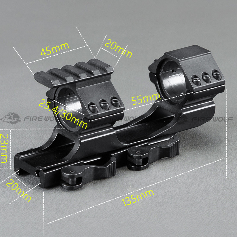 瞄准镜夹具瞄准器后延连体皮轨一体夹具25430mm延伸快拆夹具燕尾皮轨