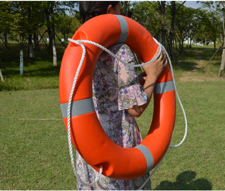 锦上花成人救生圈抗洪抢险实心救生圈船用救生浮圈加厚塑料泳圈内河