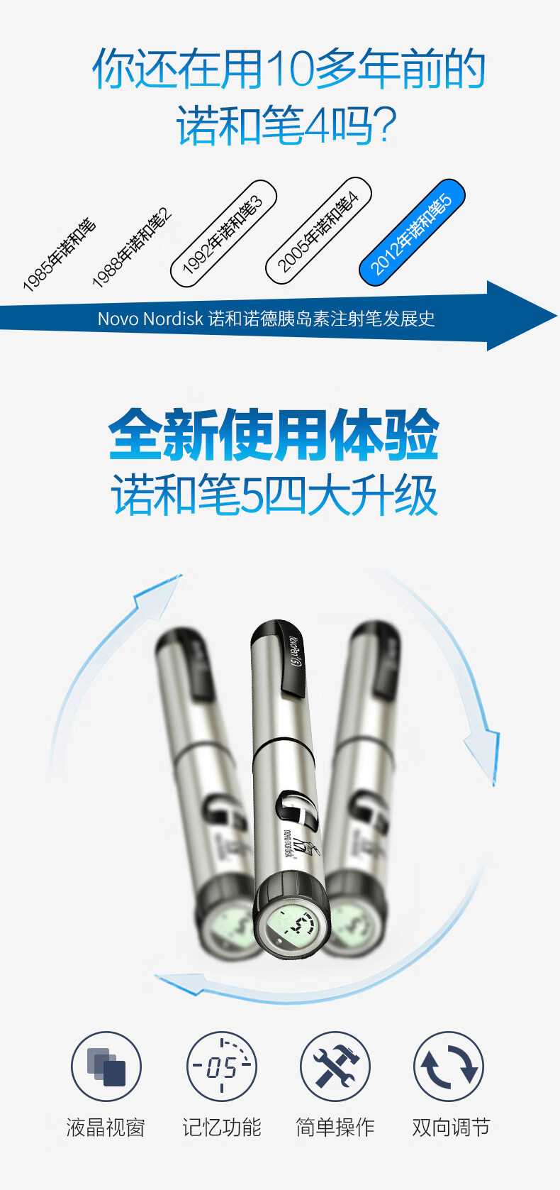 诺和诺德novo nordisk诺和笔 胰岛素笔 注射笔针头 诺和4升级诺和笔5