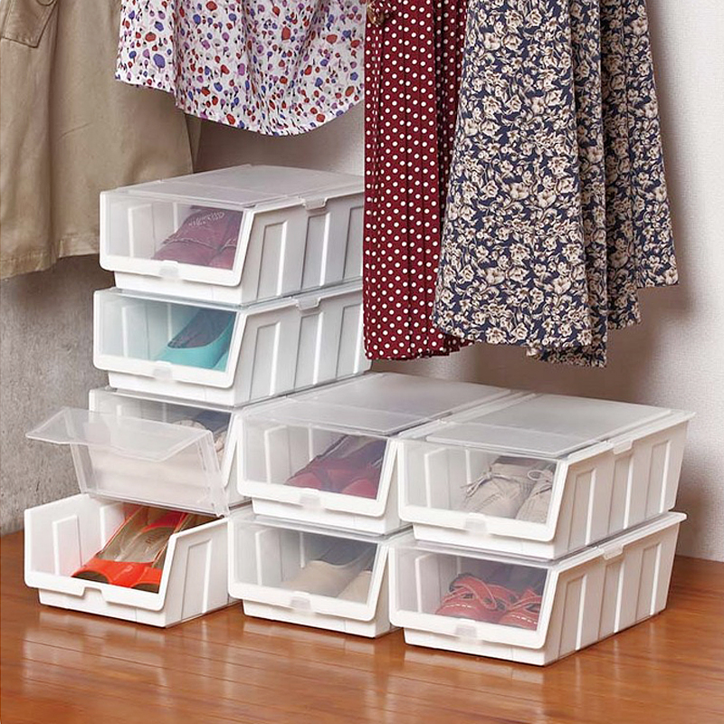 进口塑料鞋盒鞋架防尘鞋盒子组合鞋子收纳盒透