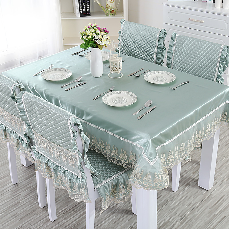 布艺餐桌餐椅布套装高档提花餐桌垫 雅典娜绿 椅垫椅背(一把椅子套)