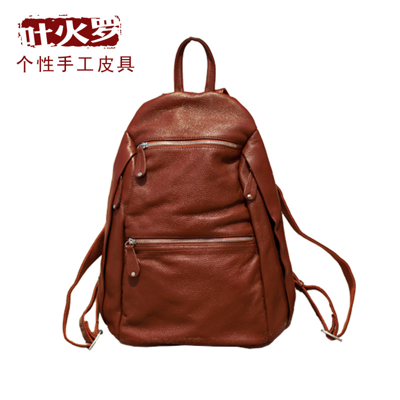 吐火罗新款牛皮双肩包 欧美真皮背包 休闲包 韩版女包图片