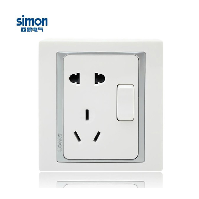 simon/西蒙开关插座面板 高端58系列单开一开五孔带开关s51086