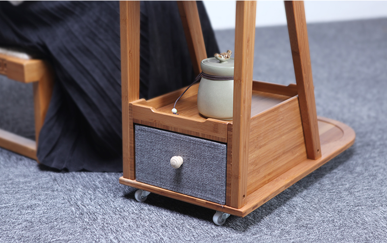 祥福茶具 竹制茶车多功能简约现代茶水柜子家用竹茶台