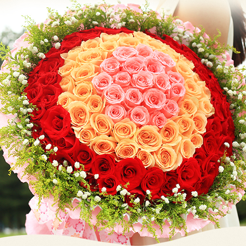 南京鲜花速递红玫瑰花束香槟礼盒结婚纪念日生日情人节礼物女生老婆