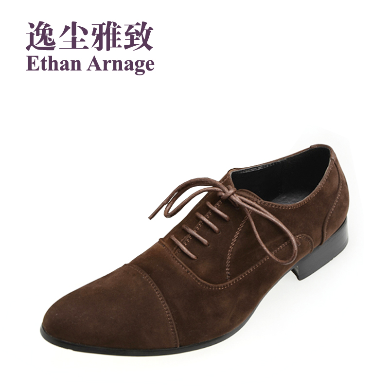 逸尘雅致(ethan arnage)日本新款尖头翻毛系带男士皮鞋 三节头反绒皮