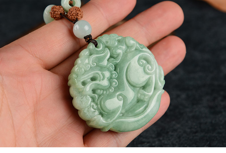张益轩貔貅吊坠翡翠玉项链男女款珠串玉珠绳男款母子貔貅玉佩玉牌玉坠