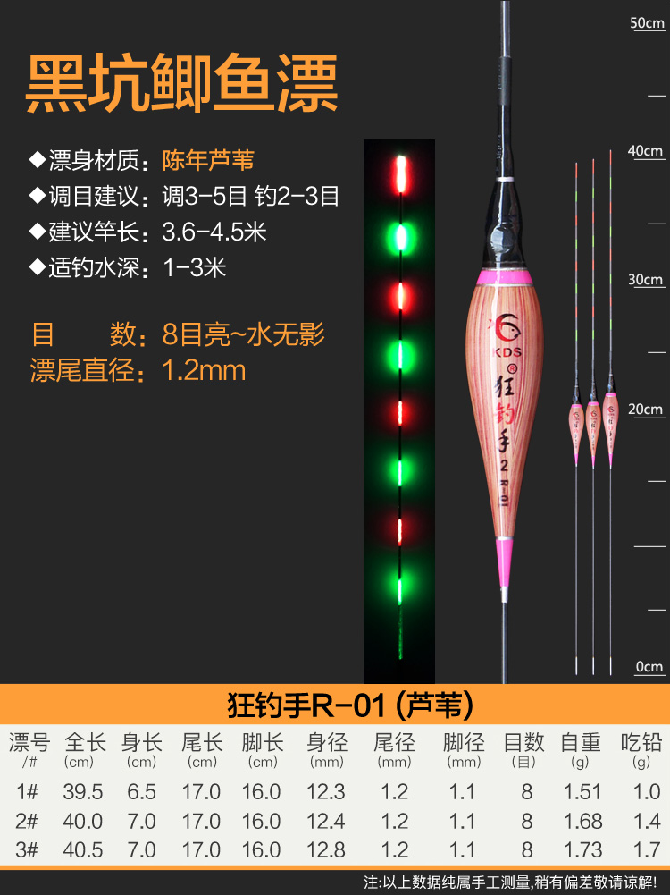 狂钓手 黄金眼芦苇轻口鱼漂鲫鱼漂醒目浮漂夜光漂电子