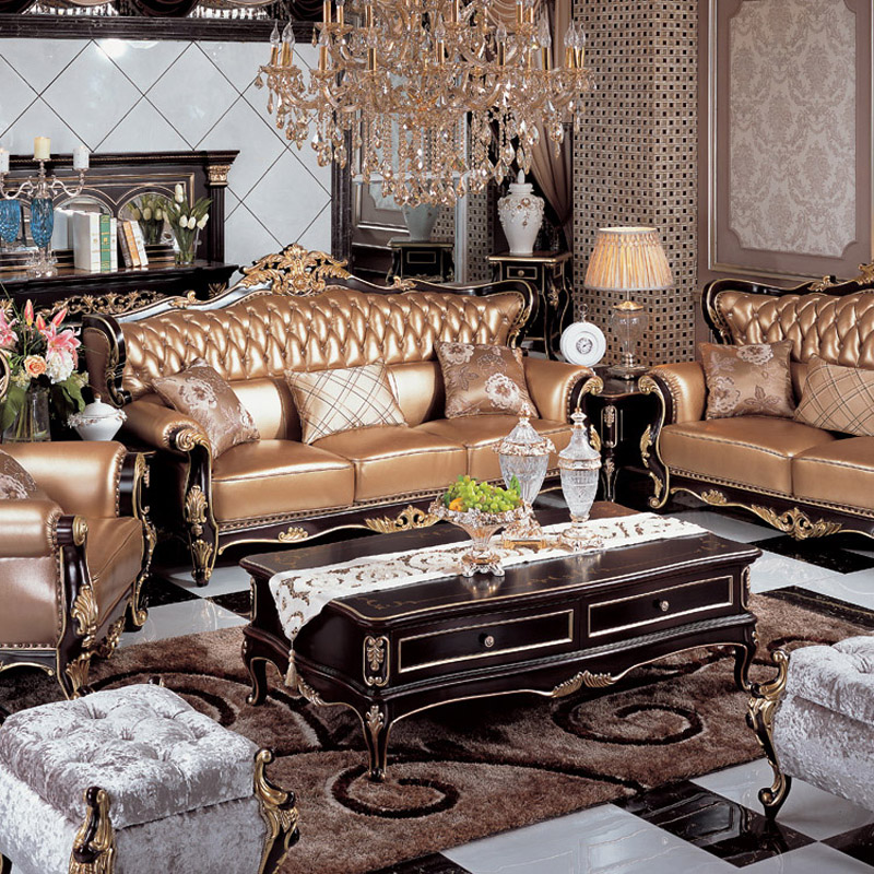 雅韵传奇新款 法式新古典沙发 高档实木真皮沙发组合