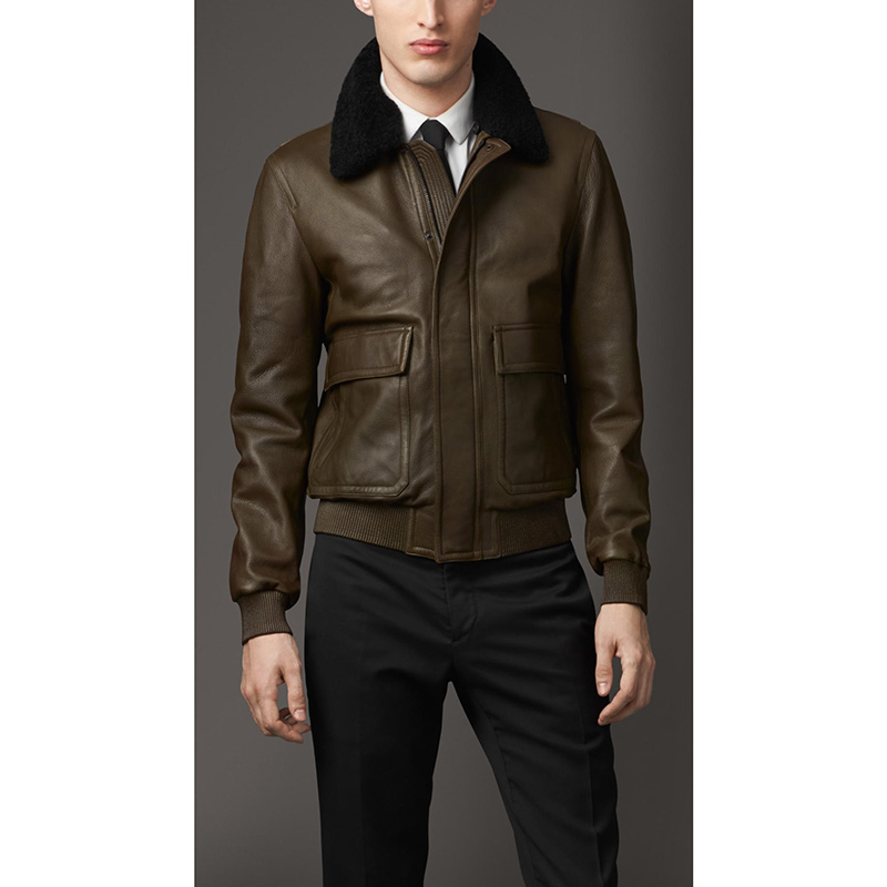 burberry london/巴宝莉 新款 男士时尚真皮翻领夹克