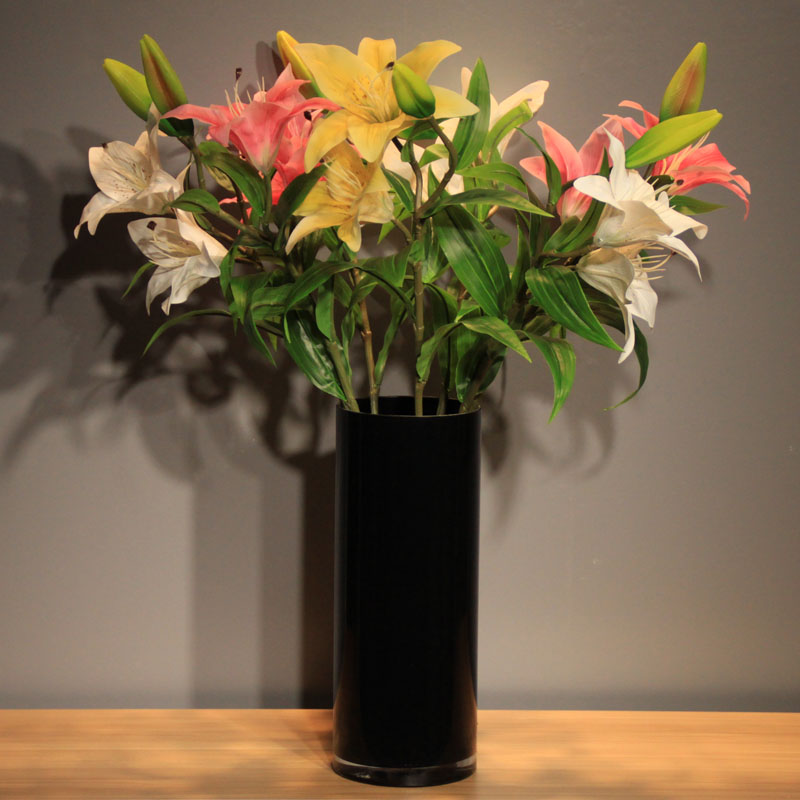 wo 仿真花假花 手感pu百合花套装装饰花 客厅餐桌家居