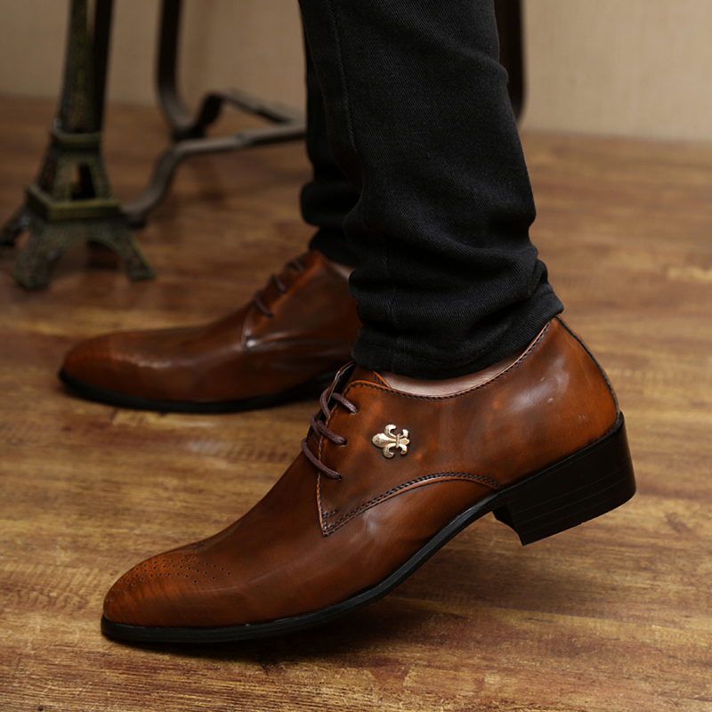男士皮鞋英伦真皮休闲鞋男尖头