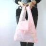 越恒家用折叠购物袋便携手提袋旅行收纳包买菜单肩包学生书袋A63B 粉色条纹 1个装 实拍图