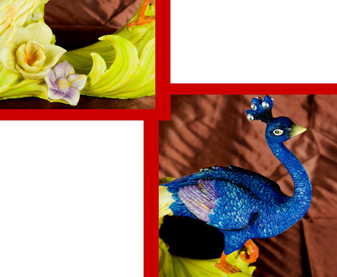 孔雀双色 简约时尚树脂工艺品红酒架 客厅家居装饰品 蓝色