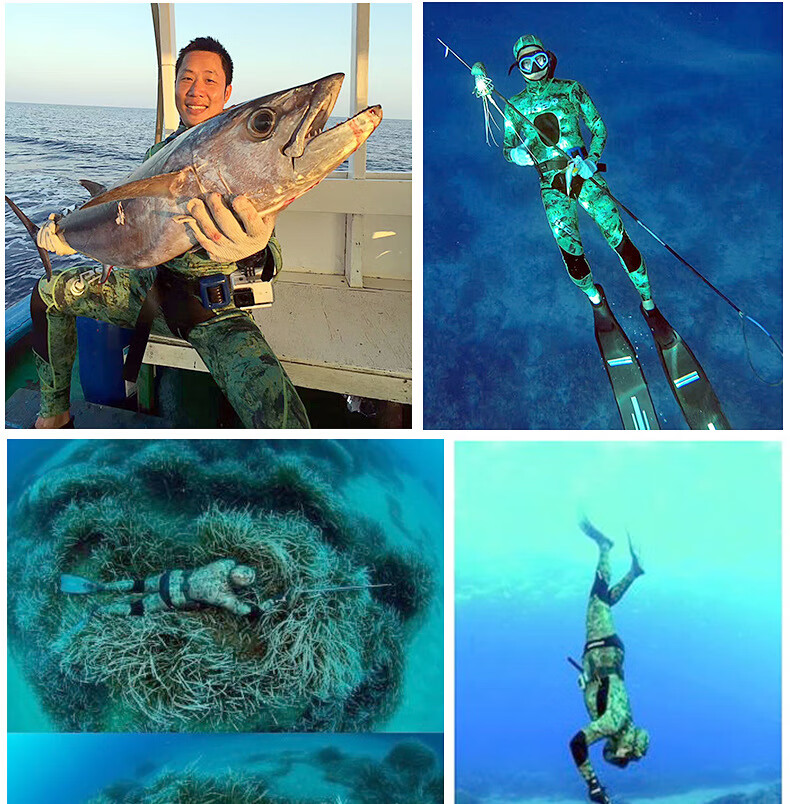 hisea潜水服男5mm日本yamamoto分体防寒自由潜7mm猎鱼衣保暖迷彩深潜