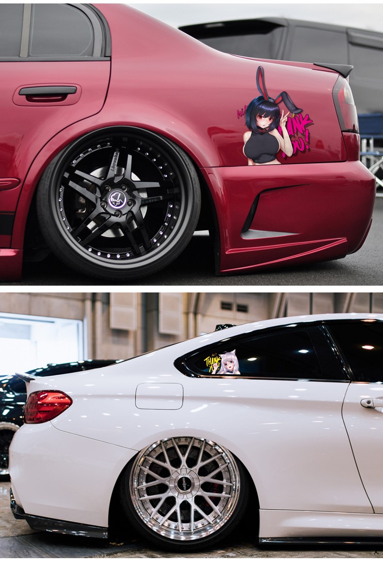 远燕浮生 汽车个性原创日系二次元动漫车贴猫女郎兔女郎车身贴后档