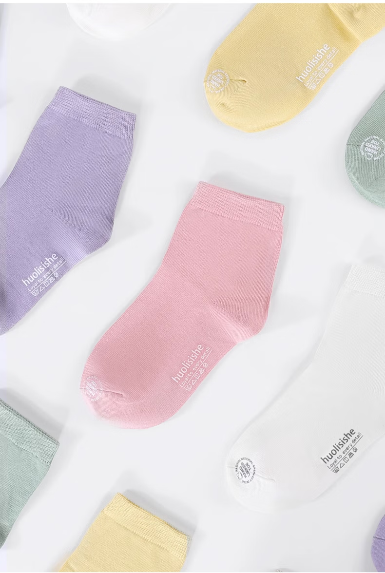 Hzasz Children's Socks Spring And Autumn Pure Cotton Seamless Girls' Kids' Baby Sweat-Absorbing Odor-Resistant Sports Mid-Calf Trendy Socks for Teenagers 12