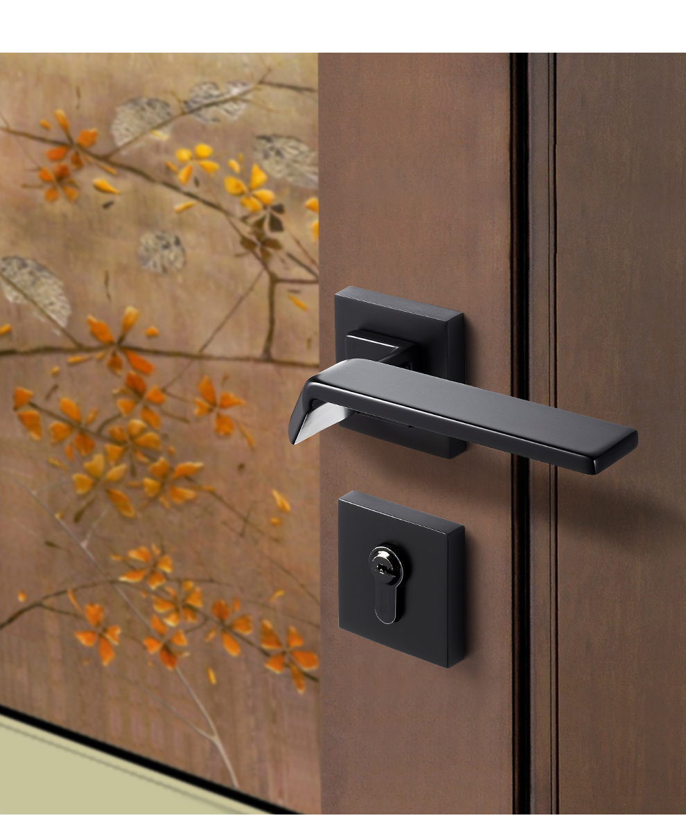 固特gute室内黑色门锁卧室房门锁卫生间执手锁简约家用分体静音五金