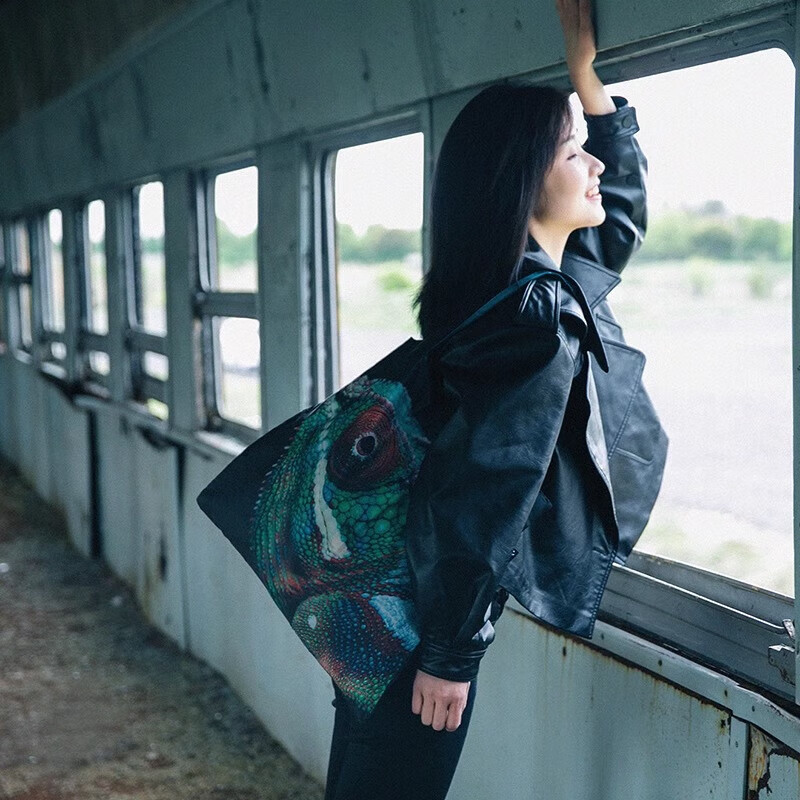 LOQI National Geographic Co-Branded Animal Pattern Lightweight Foldable Eco-Friendly Large Shopping Bag Shoulder Bag 50*42cm 7