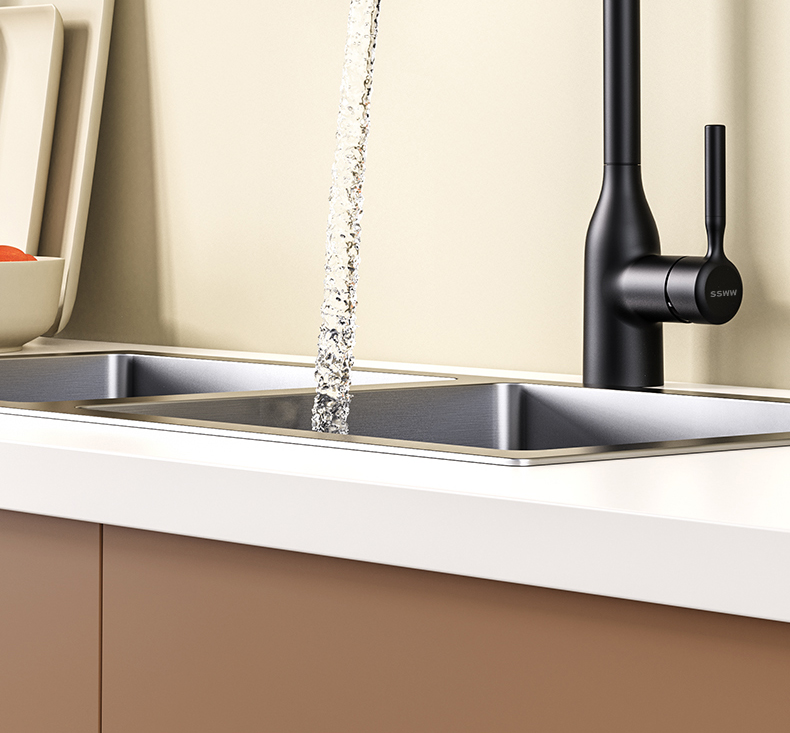 浪鲸ssww水龙头防溅冷热抽拉式龙头可旋转抽拉龙头厨房龙头三模出水抽