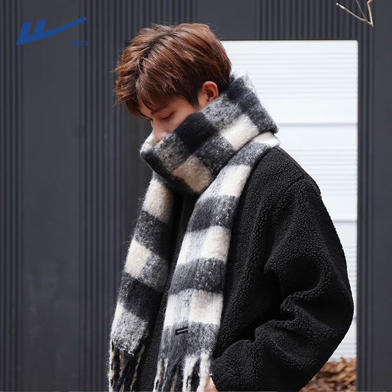 Warrior Men's Winter Extra Long Thick Warm Seahorse Wool Plaid Scarf Birthday Gift Couples Premium Scarf for Women 2