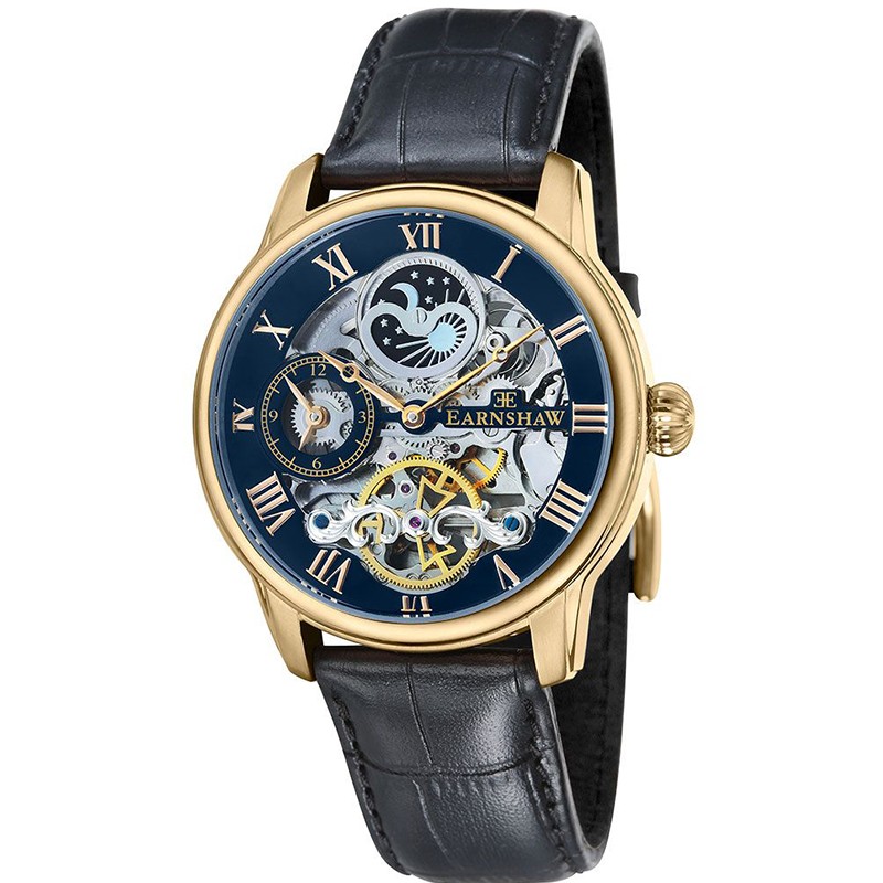 thomasearnshaw托马斯恩肖手表男士背透镂空自动机械手表棕皮小蓝针es