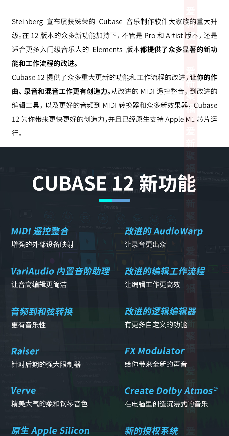 雅马哈（YAMAHA）Steinberg Cubase Pro12录音软件专业版/教育版/EDU Cubase Pro 12完整版