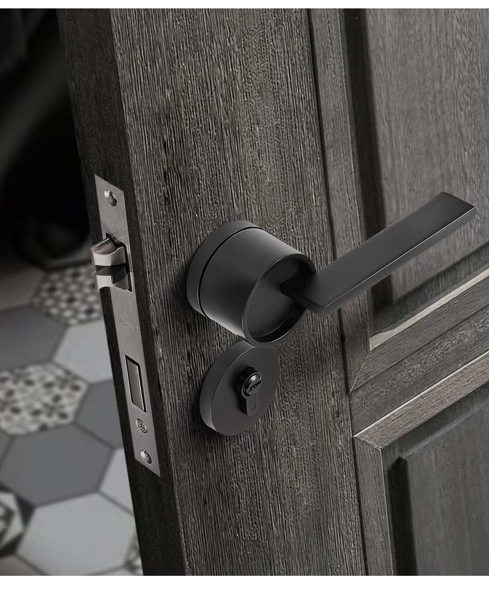 固特门锁卧室内木门把手北欧静音房门锁现代简约家用门锁美式9395哑