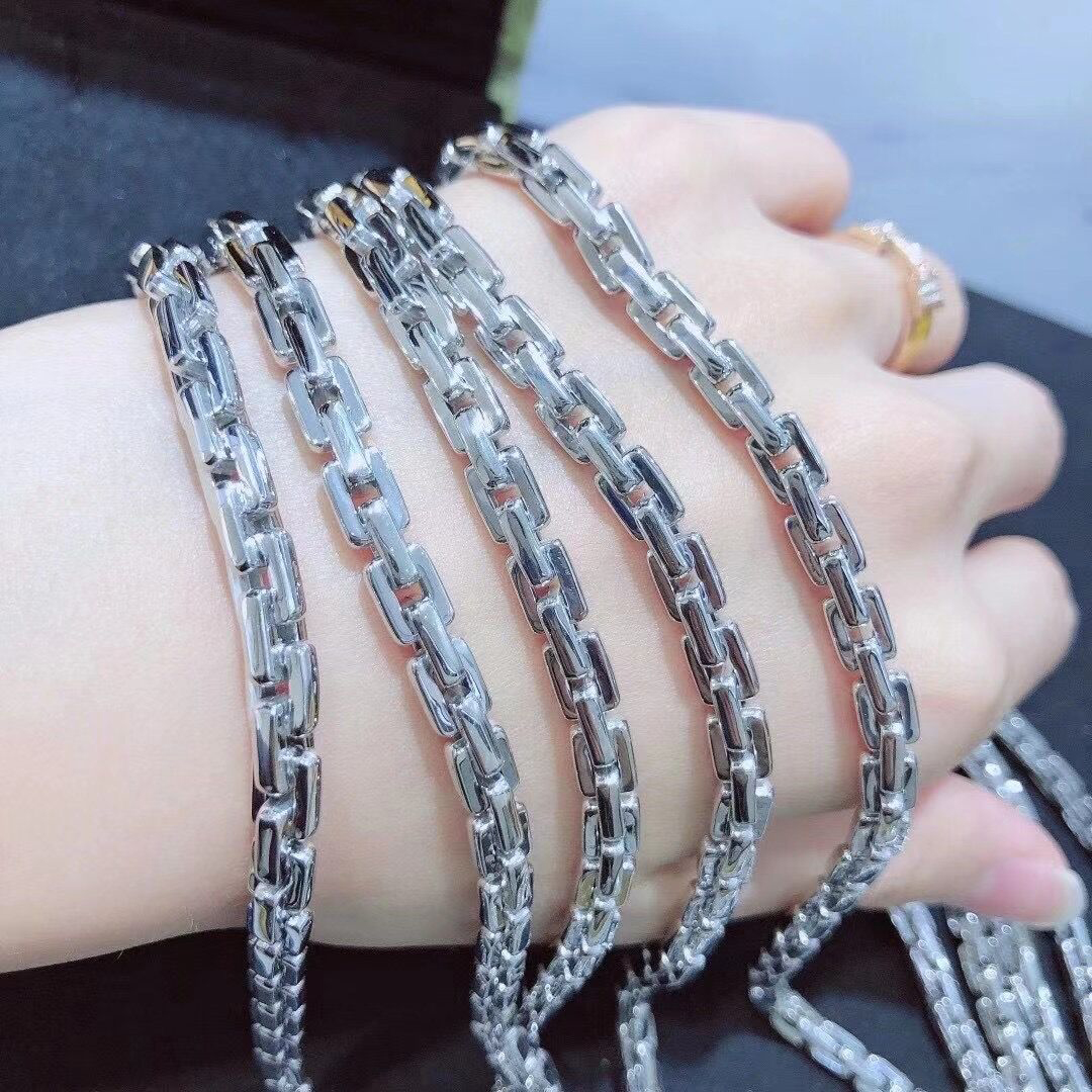 老凤凰亮面方卡地pt950男士铂金项链 真金白金 男白金项链 男潮闪亮