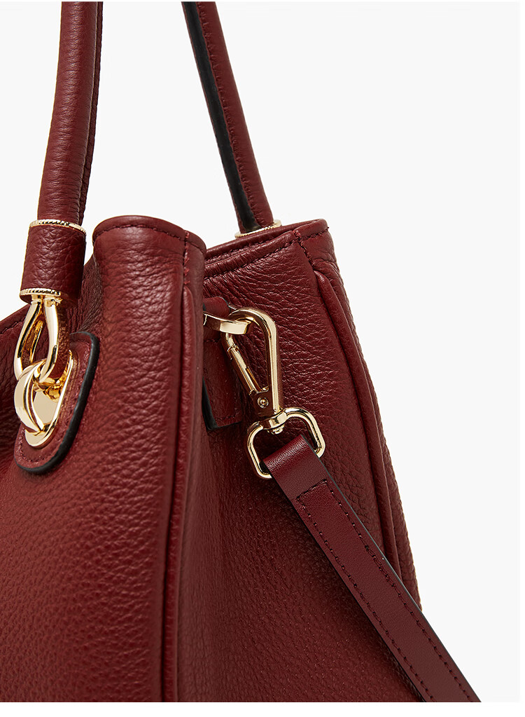 Geshiman Women's Commuter Large Capacity Luxury Genuine First Layer Cowhide Mom Tote Bag Birthday Gift 7280 Dark Red 15