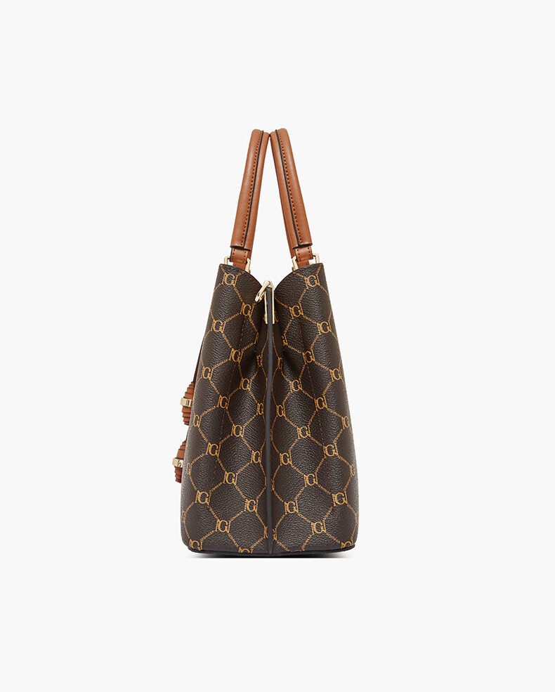 Geshiman Fashion Versatile Classic Pattern Middle-aged Mom Shoulder Bag Crossbody Bag Birthday Gift 7268 Coffee Color 10