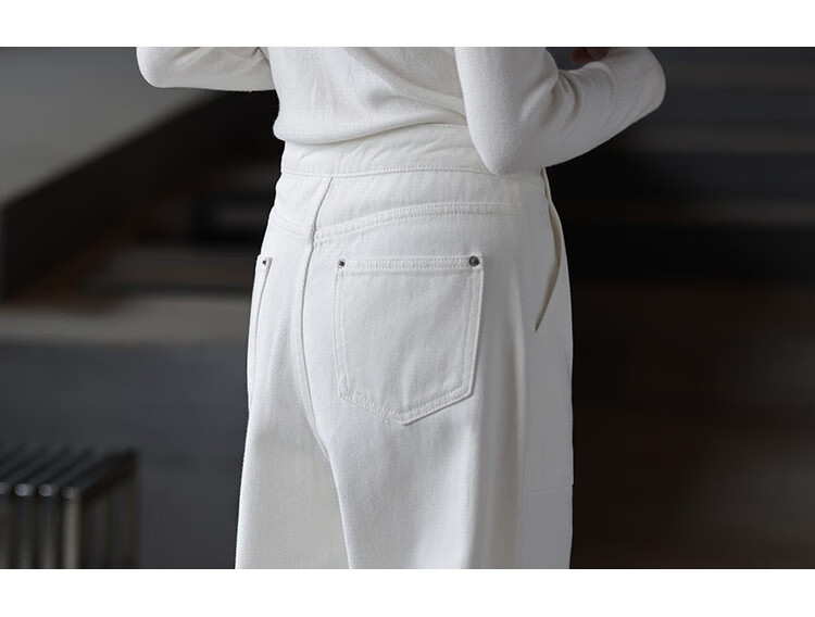 Dme Old Money Style Wide-Leg Spring Casual High-Waisted Slimming Straight-Leg Jeans for Women, Off-White, Size L 21