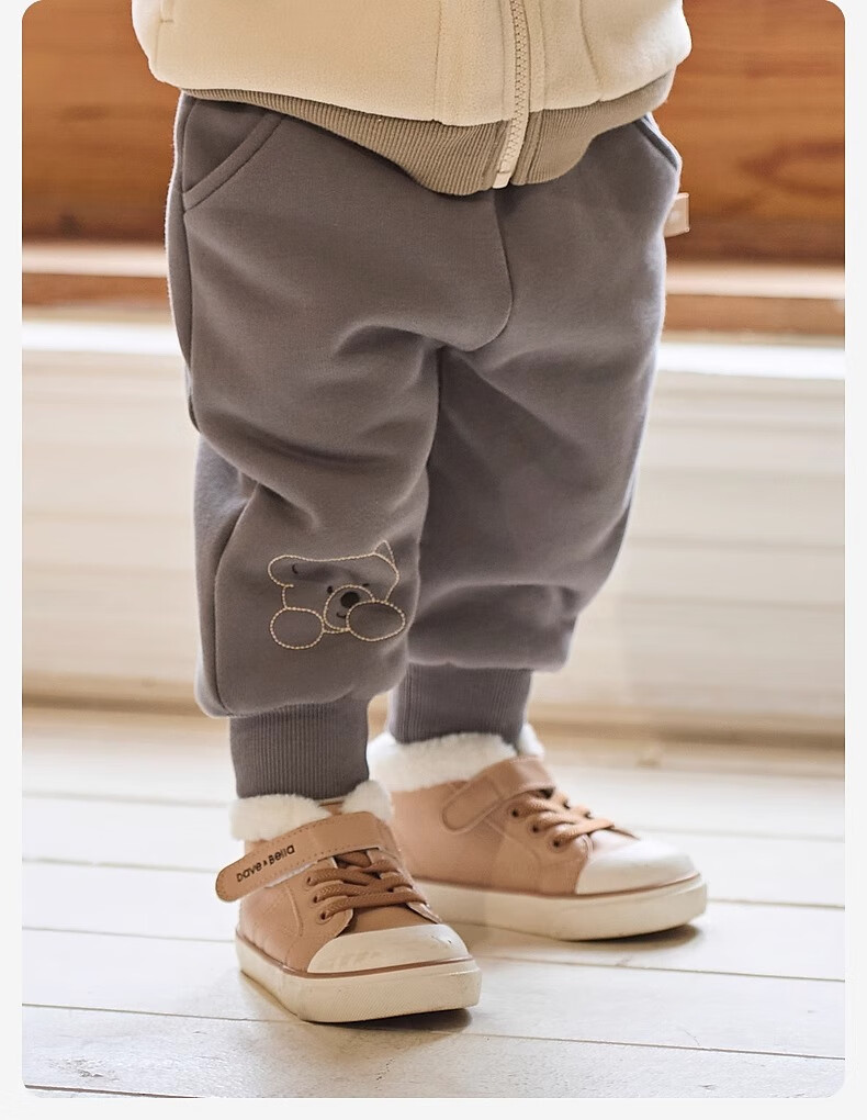 DAVE & BELLA Children's Pants Winter Wear, Fleece-Lined Trousers for Baby Girls, Casual Pants for Boys, Long Pants for Kids 5