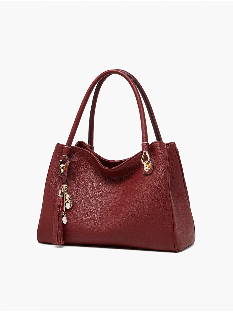 Geshiman Women's Commuter Large Capacity Luxury Genuine First Layer Cowhide Mom Tote Bag Birthday Gift 7280 Dark Red 6