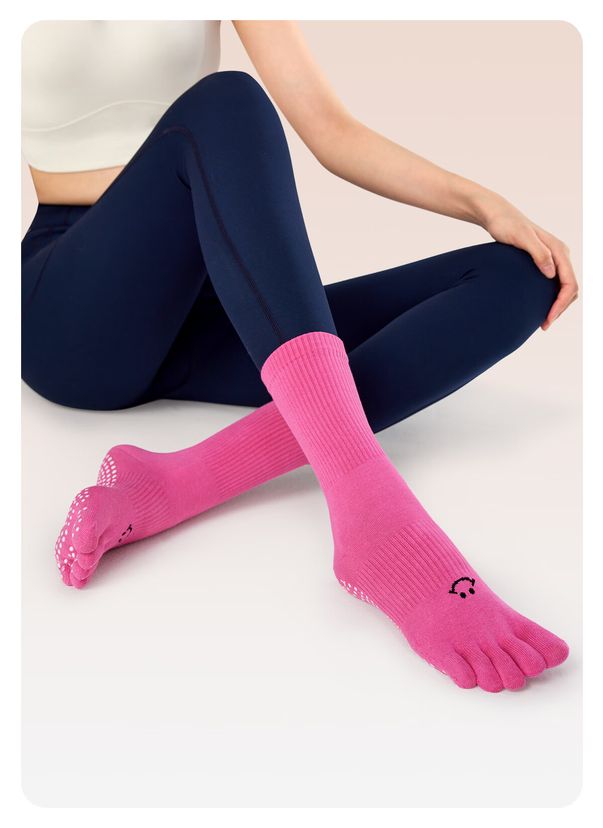 Yottoy Women's Yoga Socks Professional Pilates Non-Slip Mid-Calf Summer Thin Five-Toe Socks Meteorite Gray S 12