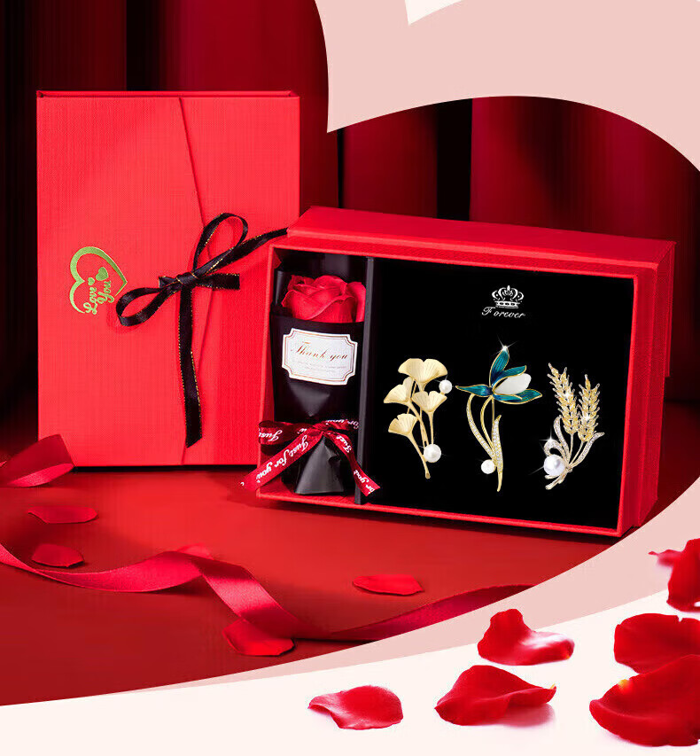 Mini&Yaya High-End Brooch Gift Box, Women's Set, Premium Light Luxury Niche Design, Valentine's Day Birthday Gift for Girlfriend 3
