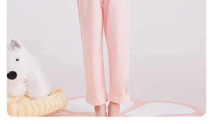 DEESHA Girls' Antibacterial Pure Cotton All-Season Base Layer Pajamas, Mesh Breathable Air Conditioning Wear, Home Wear Set for Older Childre 17