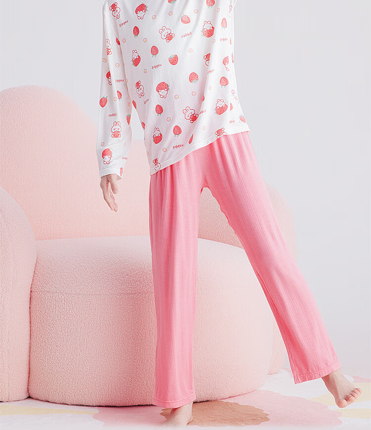 DEESHA [Ice Silk Smooth] Girls' Thin Long-Sleeve And Pants Pajamas, 7A Antibacterial Air Conditioning Wear, Children's Loungewear 2