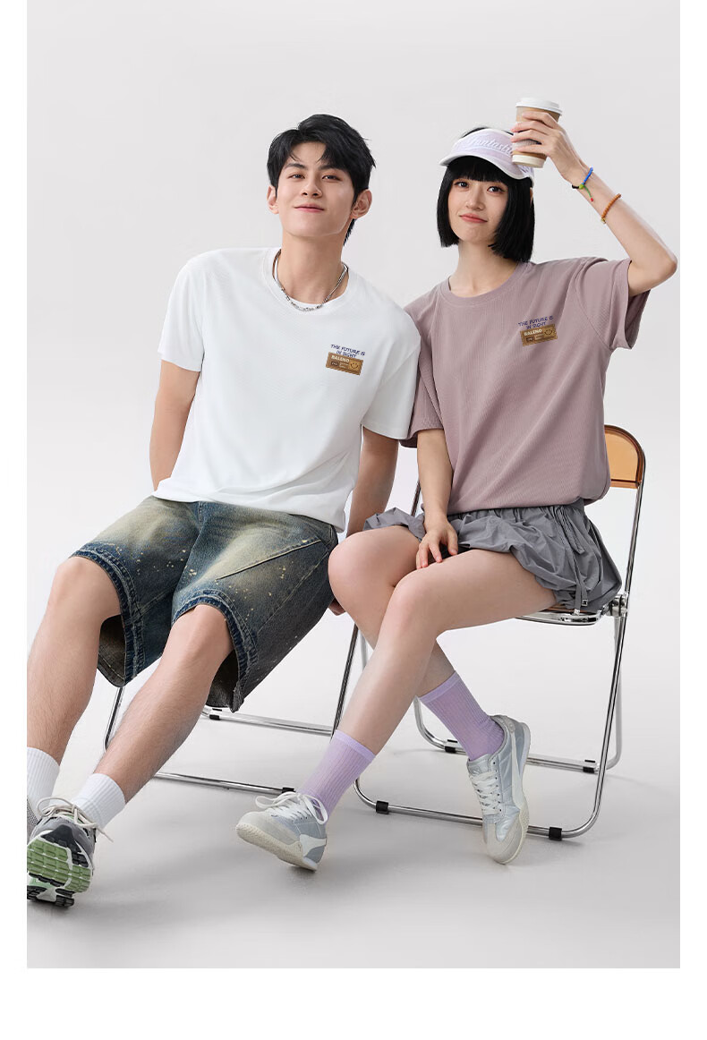 Baleno Men's Summer American Vintage Casual Trendy Versatile Crew Neck Heavyweight Waffle Anti-Wrinkle Base Short Sleeve T-Shirt 24