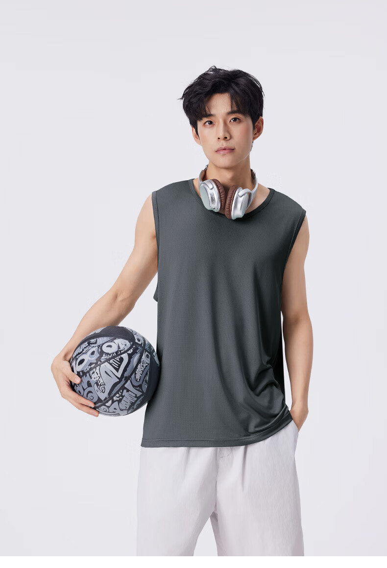 JEANSWEST LIFE Men's Summer Quick-Dry Vest Ice Silk Breathable Sweat-Absorbing Sleeveless T-Shirt Casual Sports Tank Top A 14
