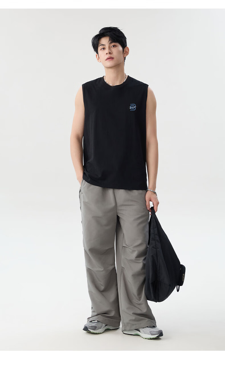 Baleno American Retro Men's Summer Cotton Vest Loose Quick-Dry Sleeveless T-Shirt for Fitness Running Sports 11