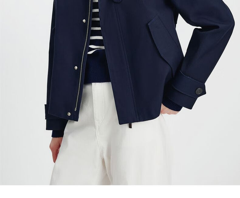 Navy Sail Italy Women's Short Workwear Trench Coat Full Cotton Barn Style Jacket 2331505501 White M 7
